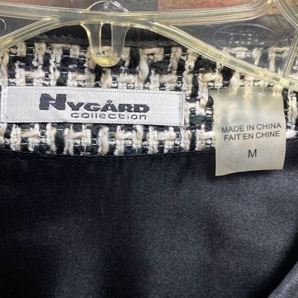 Nygard Collection Black & Cream Tweed Sweater Jacket Size Medium NEW - Picture 5 of 6